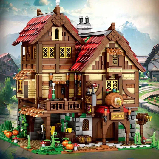 European Century MOC Medieval Town Bistro Bricks Toy