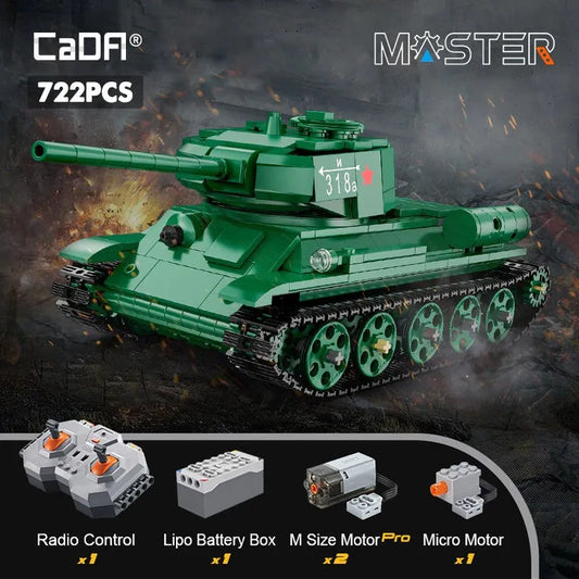 Military Army RC Motorized T34 Medium Tank Bricks Toy