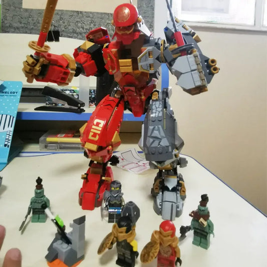 Building Block MOC Ninjago Fire Stone Mech Bricks Toy 7182