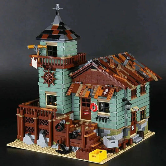 Building Blocks City Street MOC Old Fishing Store Bricks Toys