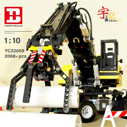 Tech MOC RC APP Motorized Grabber Crane Truck Bricks Toy