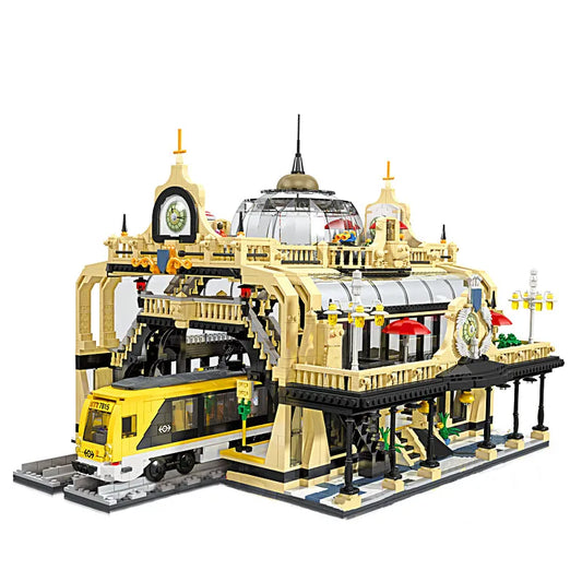 Building Blocks City Street Expert European Trains Station Bricks Toys