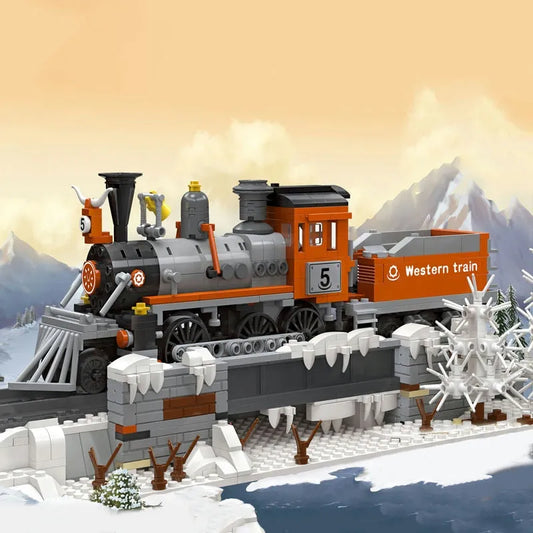 Expert MOC West Train Railway Locomotive Bricks Toy 59009