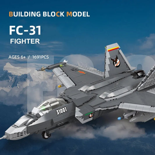 Military MOC FC-31 Aircraft Jet Fighter Plane Bricks Toys