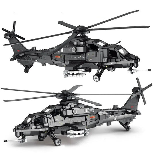 MOC Military WZ-10 Gunship Attack Helicopter Bricks Toy