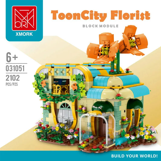 MOC Expert Toon City Flowers Shop Store LED Bricks Toys