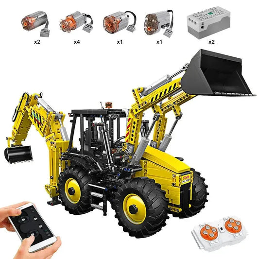 Technical Motorized MOC Excavator loader RC Bulldozer Truck Bricks Toy