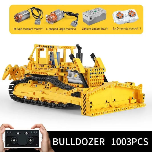 Tech MOC APP Bulldozer RC Caterpillar D8K Bricks Toy 17024