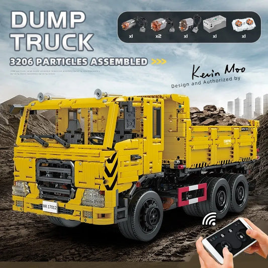 Tech MOC RC APP Three Way Dump Truck Bricks Toys 17012