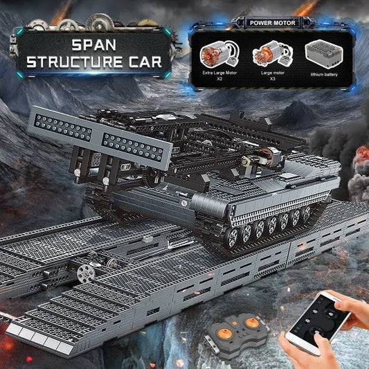 Tech RC Motorized Armored Bridge Layer Structure Car Bricks Toy