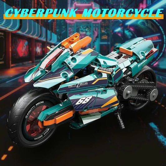 Tech MOC Cyberpunk Concept Motorcycle Bricks Toys