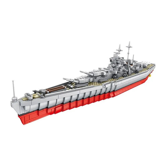 Military German Bismarck Battleship Warship Bricks Toys