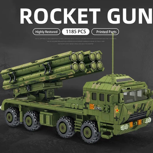 Military MOC Rocket Gun Carrier War Truck Bricks Toys