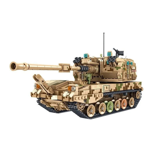 MOC WW2 Self-Propelled 155 Artillery Bricks Toys