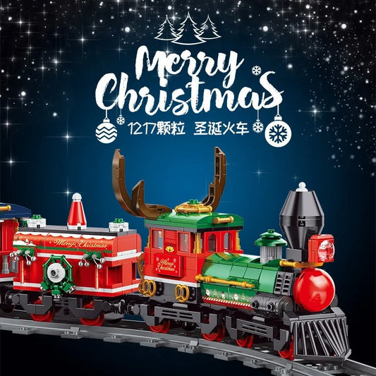 Tech MOC Expert RC City Christmas Train Bricks Toy