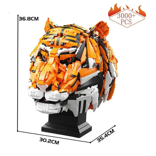 MOC Creative Idea Expert Zodiac Signs Tiger Head King of Beasts