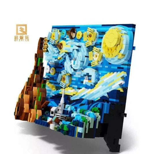 MOC Ideas Art 3D Starry Night Picture Frame Bricks Kids Toys