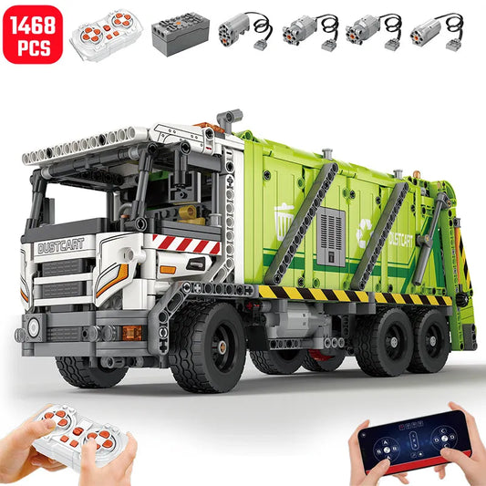 MOC 22022 RC APP Compressed Garbage Truck Bricks Toy