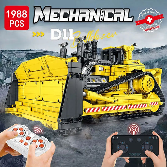 MOC APP Mechanical RC D11 Bulldozer Bricks Toys 22001