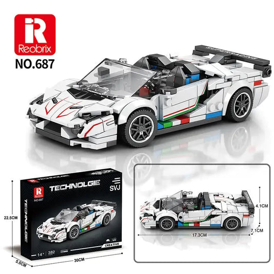 MOC Tech 687 Lambo Aventador SVJ Hyper Racing Car Bricks Toy