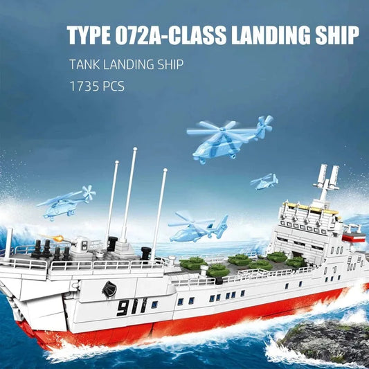 Military Type 072A Tank Landing Warship Bricks Toy