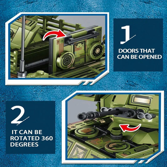 MOC WW2 Army Heavy Battle Tank Bricks Toys