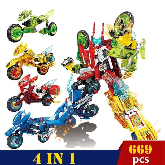 Transforming Super Morphing Motorcycle Robot Bricks Toy
