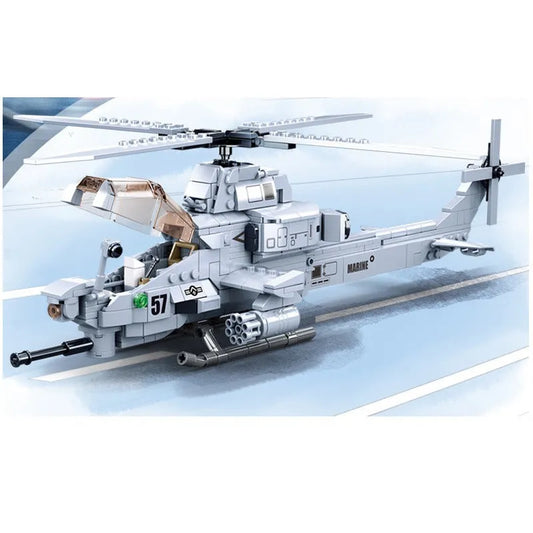 Military MOC AH1Z Gunship Armed Helicopter Bricks Kids Toy