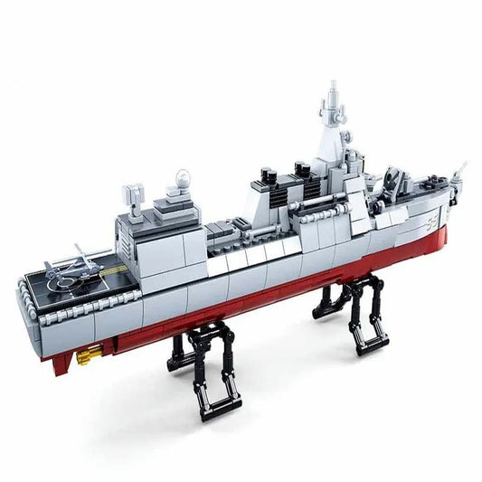 MOC WW2 Navy 055 Destroyer Cruiser Warship Bricks Toy