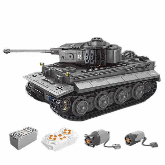 MOC WW2 Military RC APP Heavy Tiger Tank Bricks Toys T4016