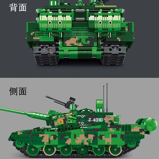 MOC WW2 Motorized RC ZTZ 99A Battle Tank Bricks Toys