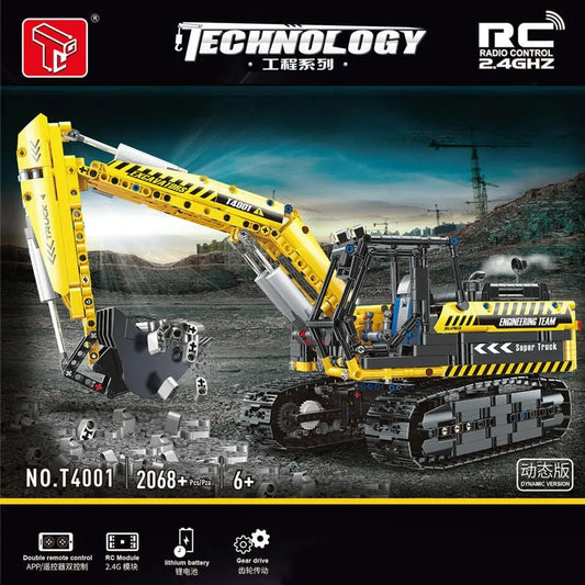 Tech MOC RC Motorized Excavator Truck Bricks Toys T4001