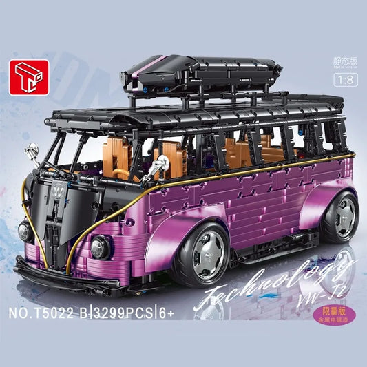 Tech MOC T5022B Electroplated Camper Van Bus Bricks Toys