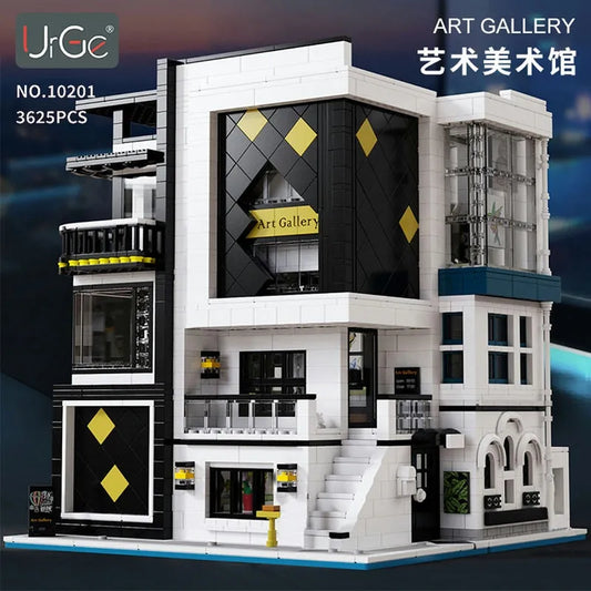 MOC City Street Art Gallery Showcase LED Bricks Kids Toys