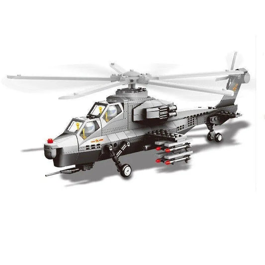 Military WZ10 Gunship Helicopter Bricks Kids Toys