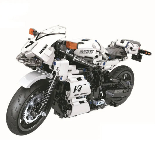 MOC Tech V4 Racing Motorcycle Bricks Toy 7047