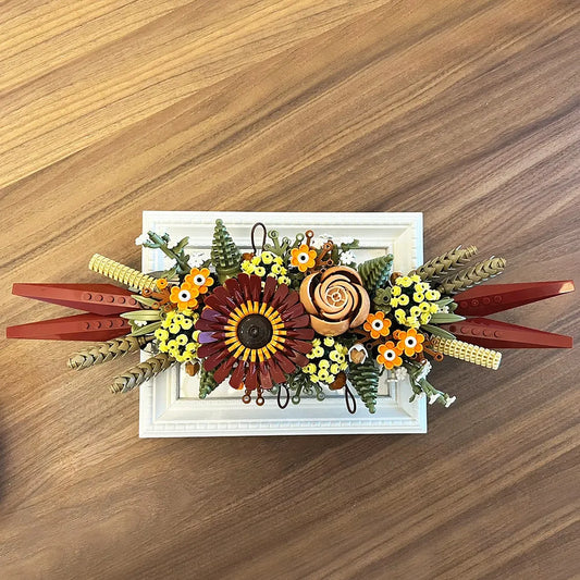 Romantic Love Bouquet Idea Dried Flower Centerpiece Bricks Toy