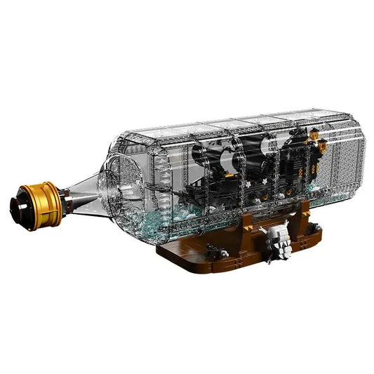 Art MOC Black Pearl Drifting Bottle Ship Bricks Toy