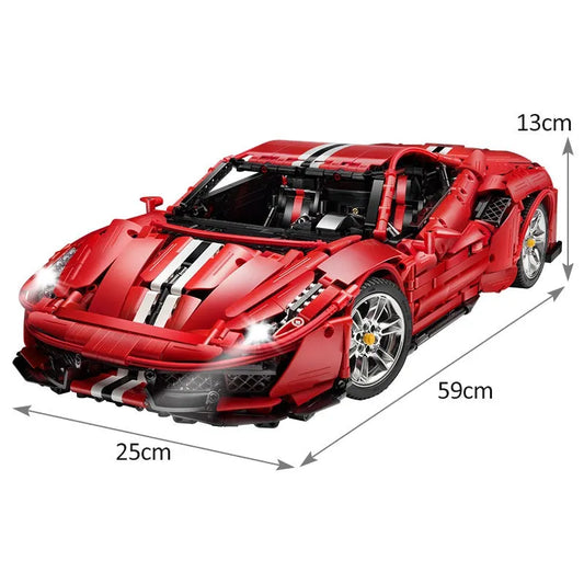 MOC Tech Ferrari 488 Super Racing Sports Car Bricks Toys
