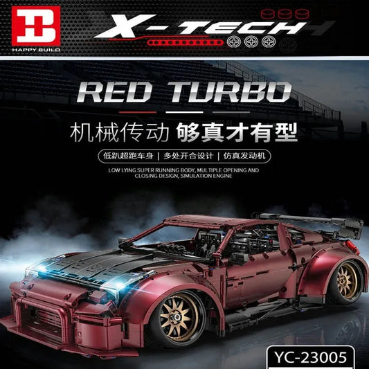 Tech MOC 23005 Super Red Turbo Racing Car Bricks Toy