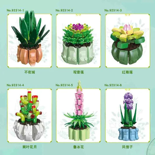 MIX Succulent Potted Plants Bricks MOC Kids Toys 92314