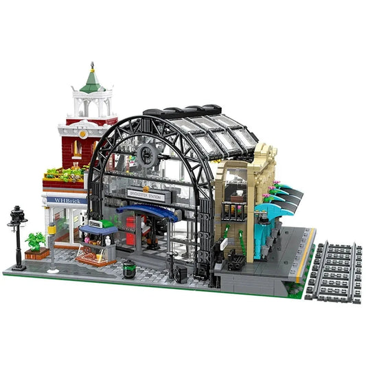 MOC Expert Creator Train Station Meeting Point Bricks Toy 89154
