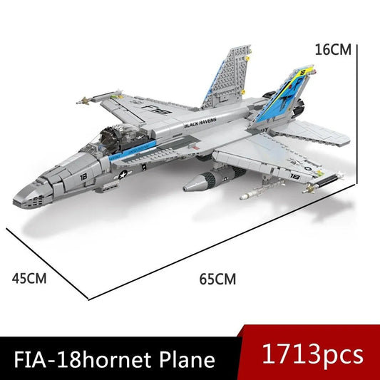 MOC Military F-18 Fighter Jet Aircraft Kids Bricks Toys