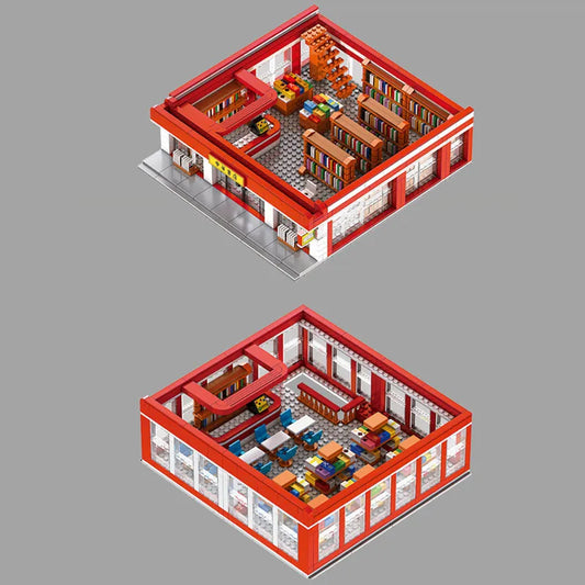 City Street Expert MOC Chinese Bookstore Bricks Toy