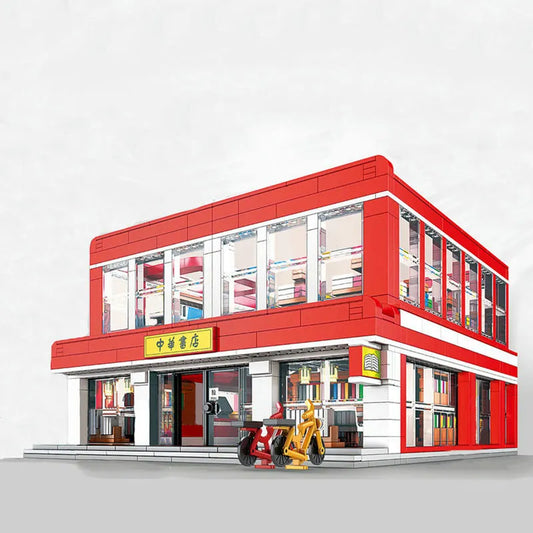 City Street Expert MOC Chinese Bookstore Bricks Toy