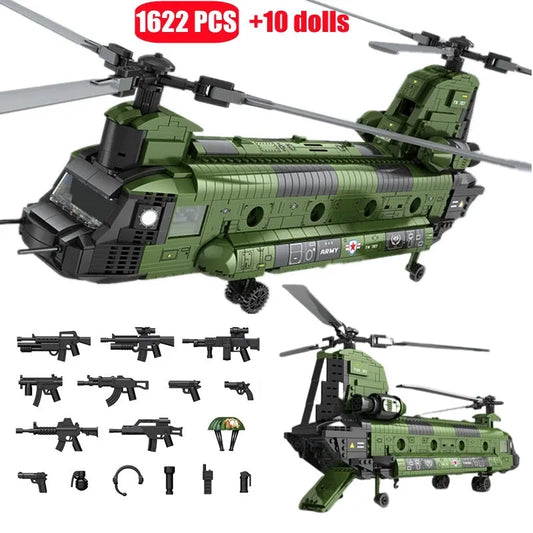 Military CH-47 Transport Helicopter Chinook Bricks Toy