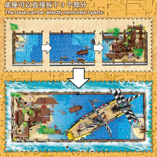 MOC Pirates Of The Caribbean Booty Bay Ship Bricks Kids Toys