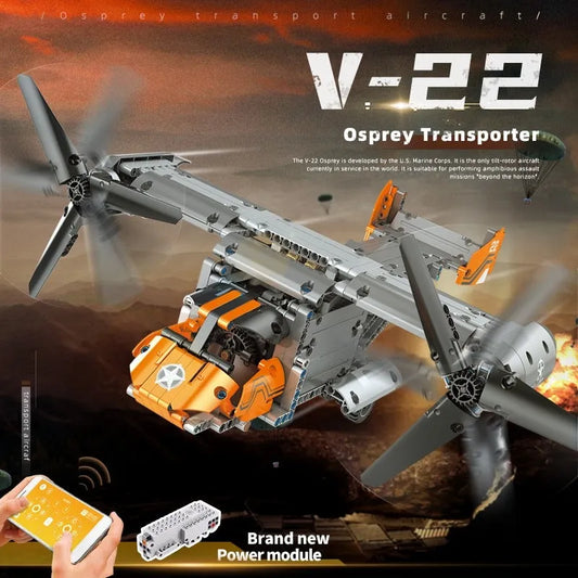 MOC Motorized RC Boeing Bell V22 Osprey Bricks Toy 15043