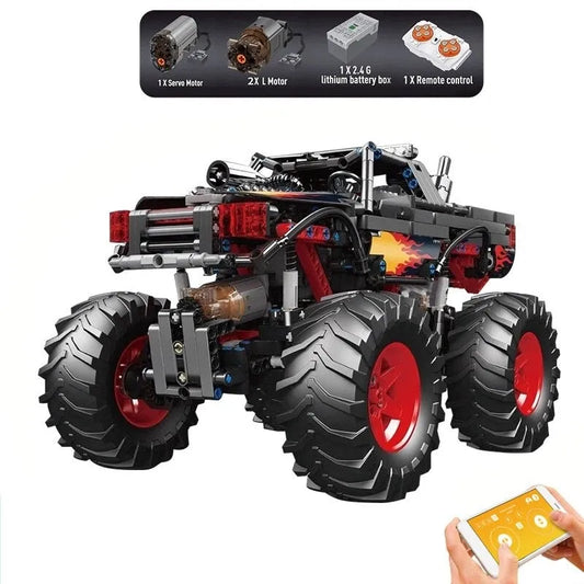 Tech MOC 18008 RC Flame Monster Climbing Truck Bricks Toy