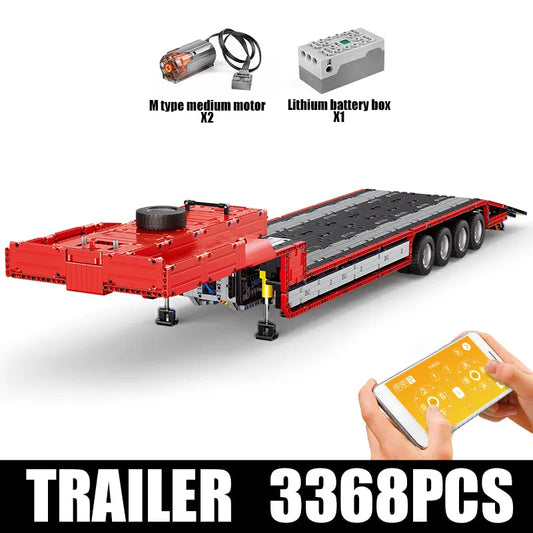 Tech MOC 19005T APP RC Low Deck Trailer Truck Bricks Toys